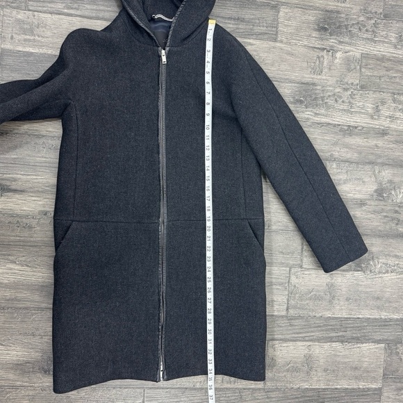 J.Crew Stadium Cloth by Nello Gori Charcoal Gray Wool Jacket Leather Trim Size 4 - Picture 10 of 11